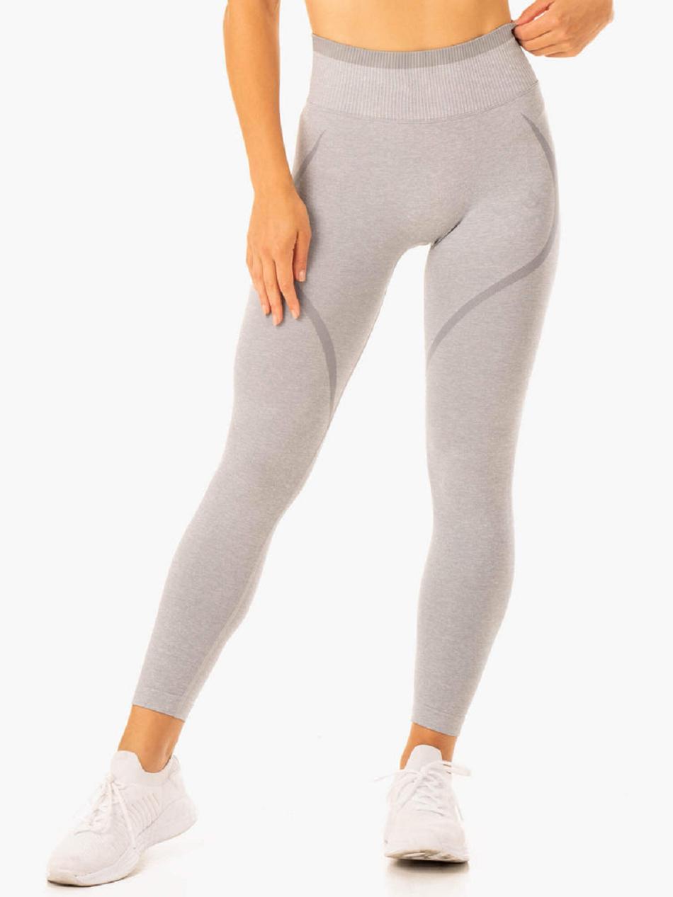 Grey Women's Ryderwear Excel High Waisted Leggings Seamless | 45EW24286