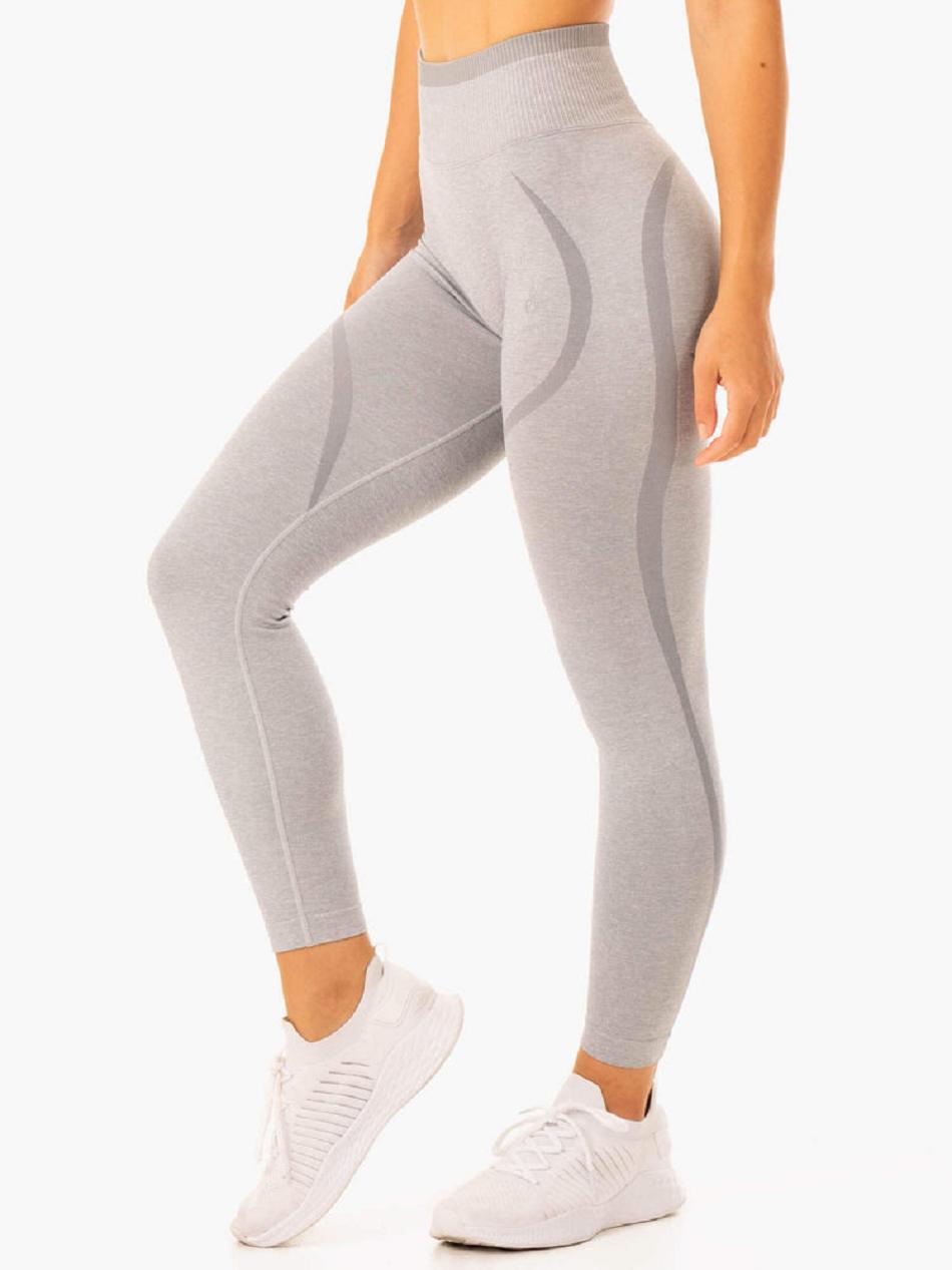 Grey Women's Ryderwear Excel High Waisted Leggings Seamless | 45EW24286