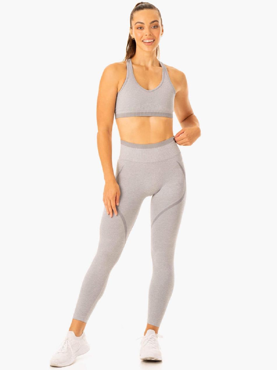 Grey Women's Ryderwear Excel High Waisted Leggings Seamless | 45EW24286