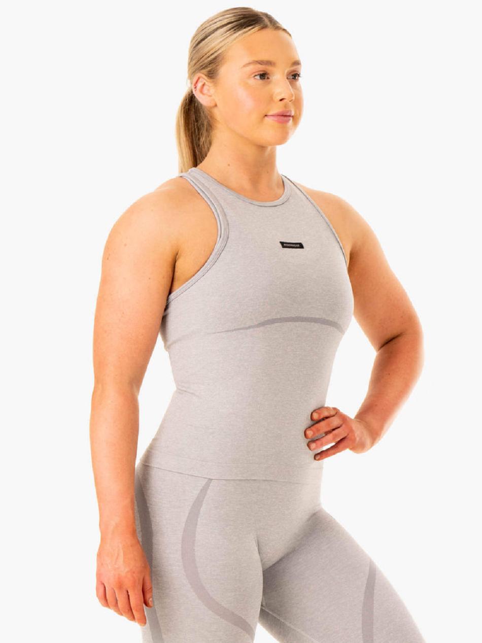 Grey Women's Ryderwear Excel Mid Length Tank Seamless | 109J49838