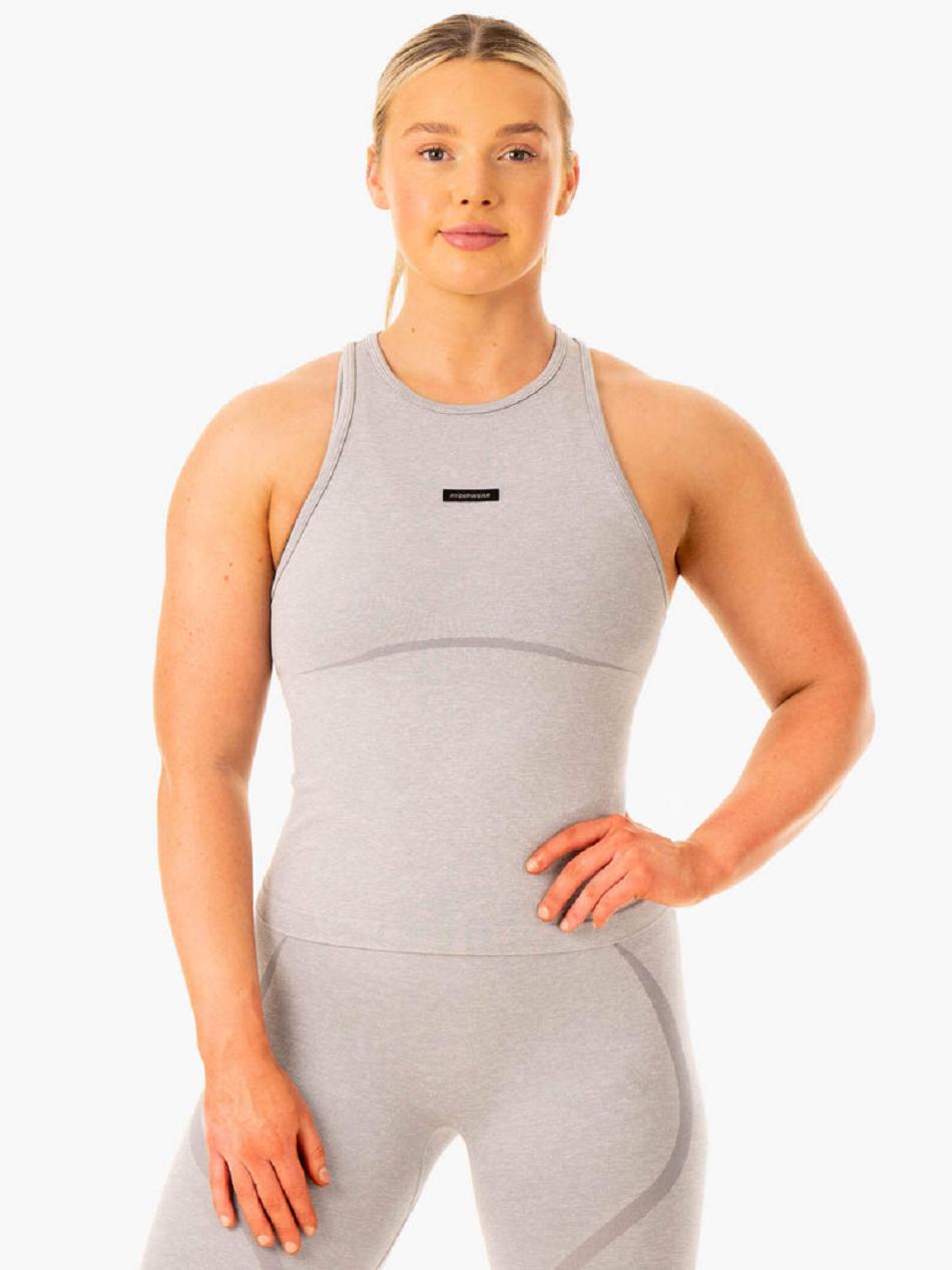 Grey Women\'s Ryderwear Excel Mid Length Tank Seamless | 109J49838