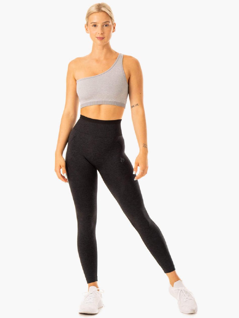 Grey Women's Ryderwear Excel One Shoulder Sports Bra Seamless | TNTY94499