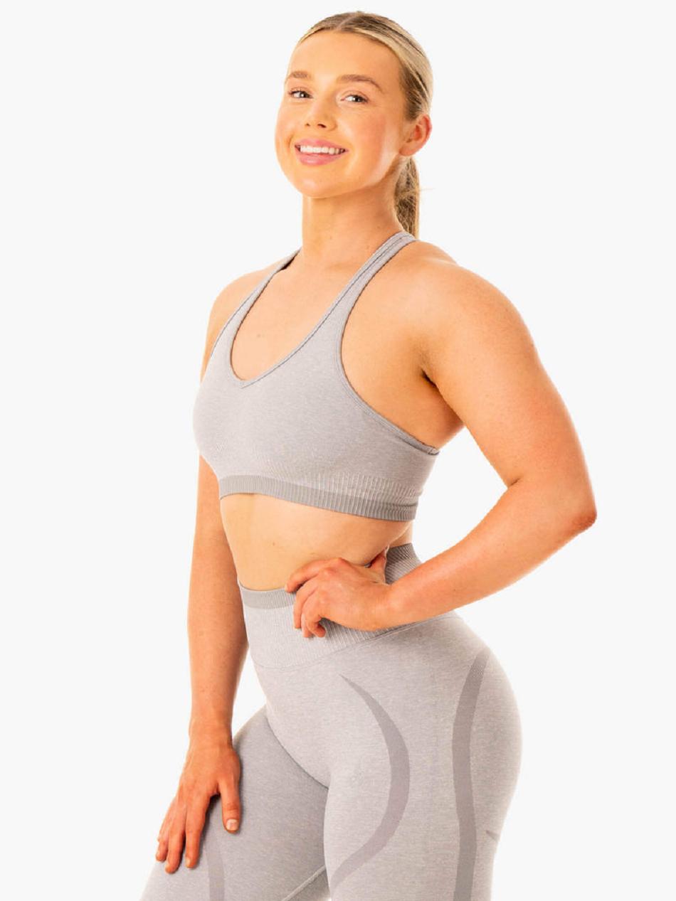 Grey Women's Ryderwear Excel Seamless Sports Bras | DF5222760