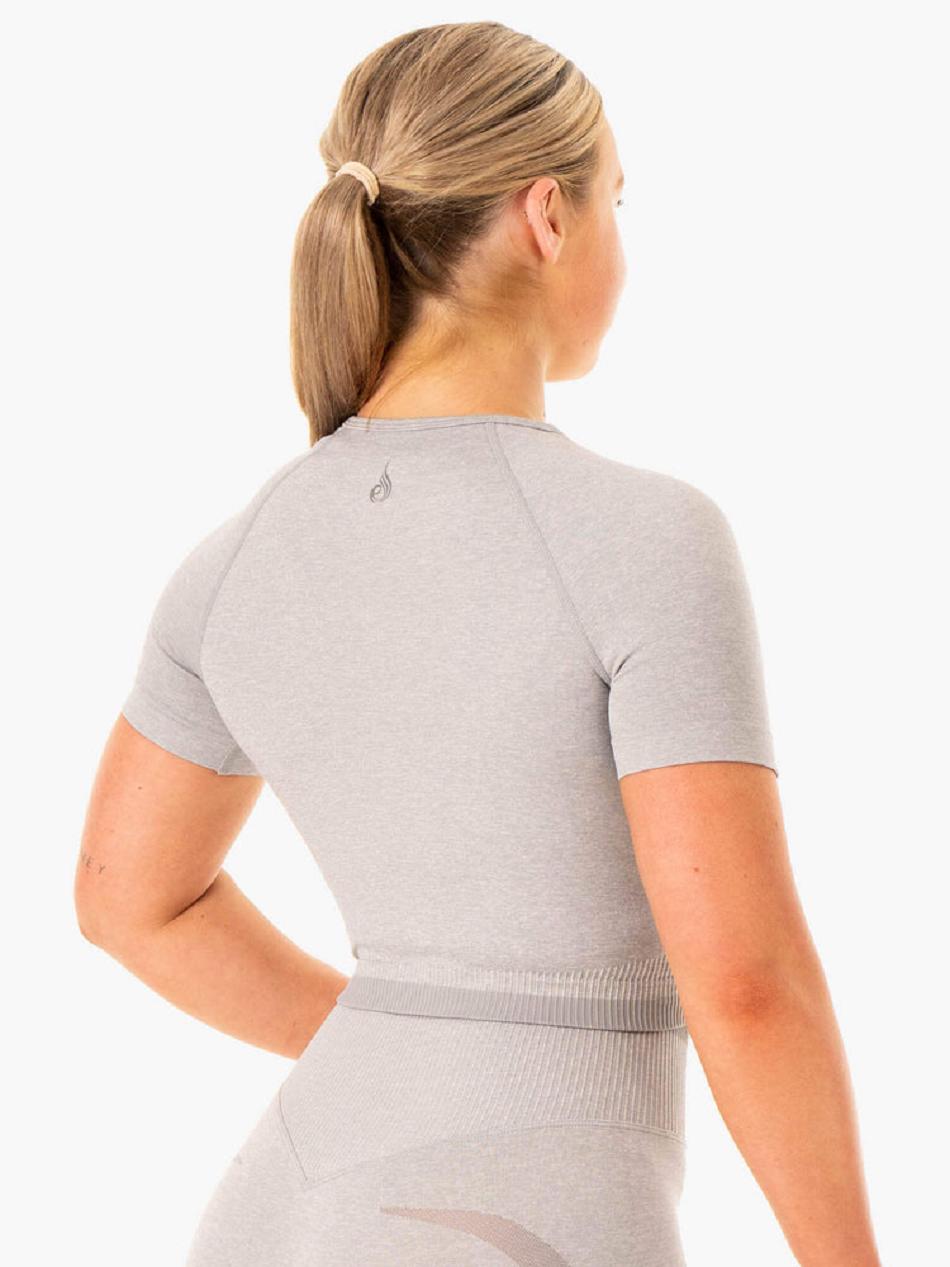 Grey Women's Ryderwear Excel Seamless T-Shirt Top | DF6124287