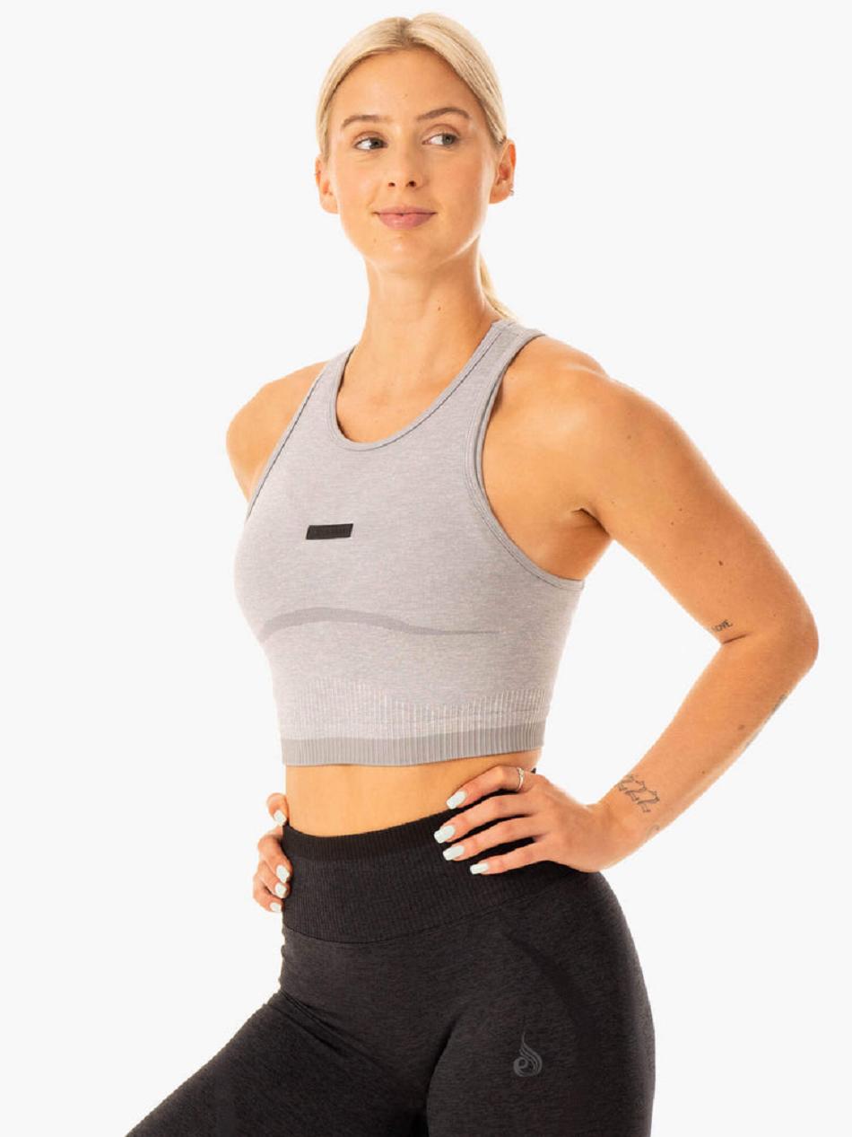 Grey Women's Ryderwear Excel Seamless Tanks | 67RC17117