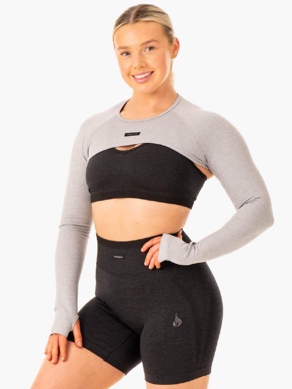 Grey Women's Ryderwear Excel Super Crop Seamless | 65Y4922534