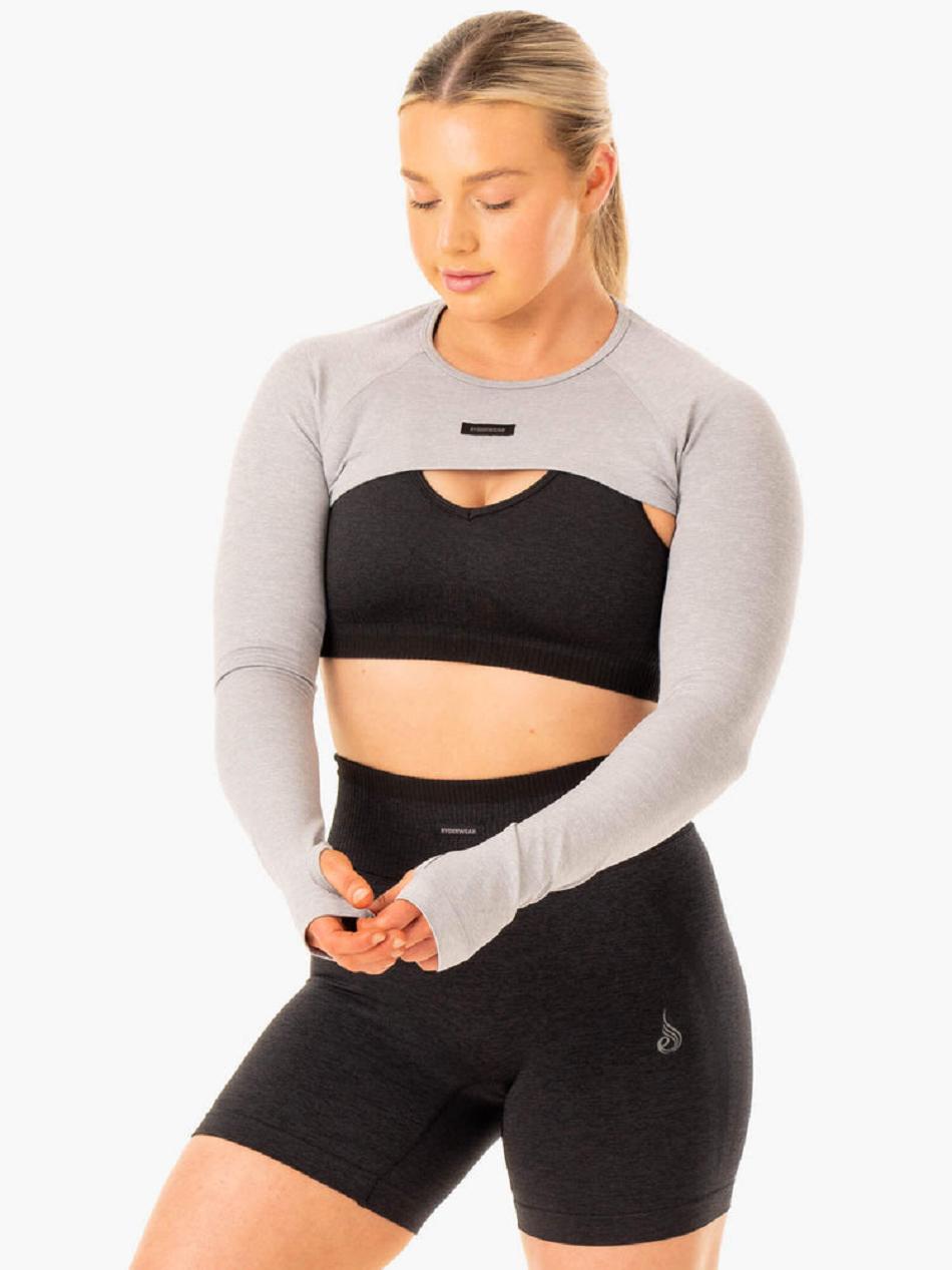 Grey Women's Ryderwear Excel Super Crop Seamless | 65Y4922534