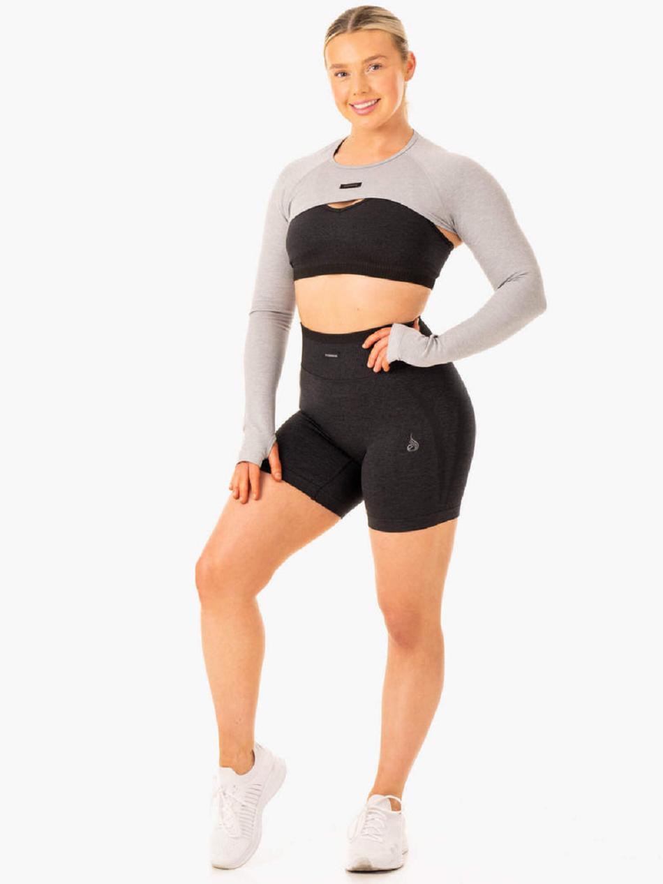 Grey Women's Ryderwear Excel Super Crop Seamless | 65Y4922534