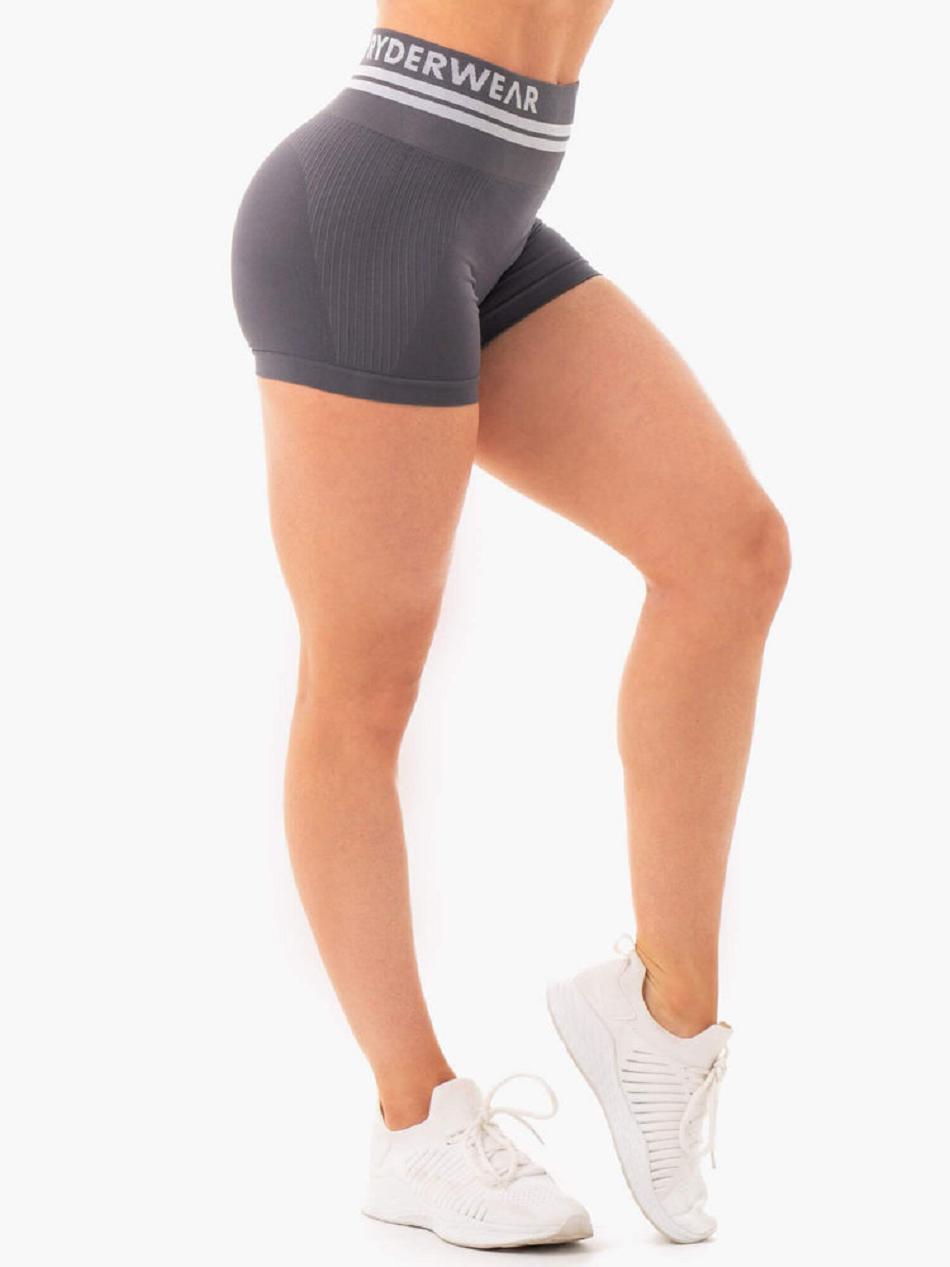 Grey Women's Ryderwear Freestyle High Waisted Shorts Seamless | 65Y4836286