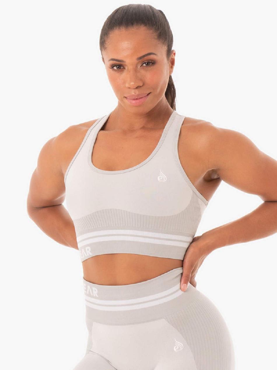 Grey Women's Ryderwear Freestyle Longline Sports Bra Seamless | 109IV48379