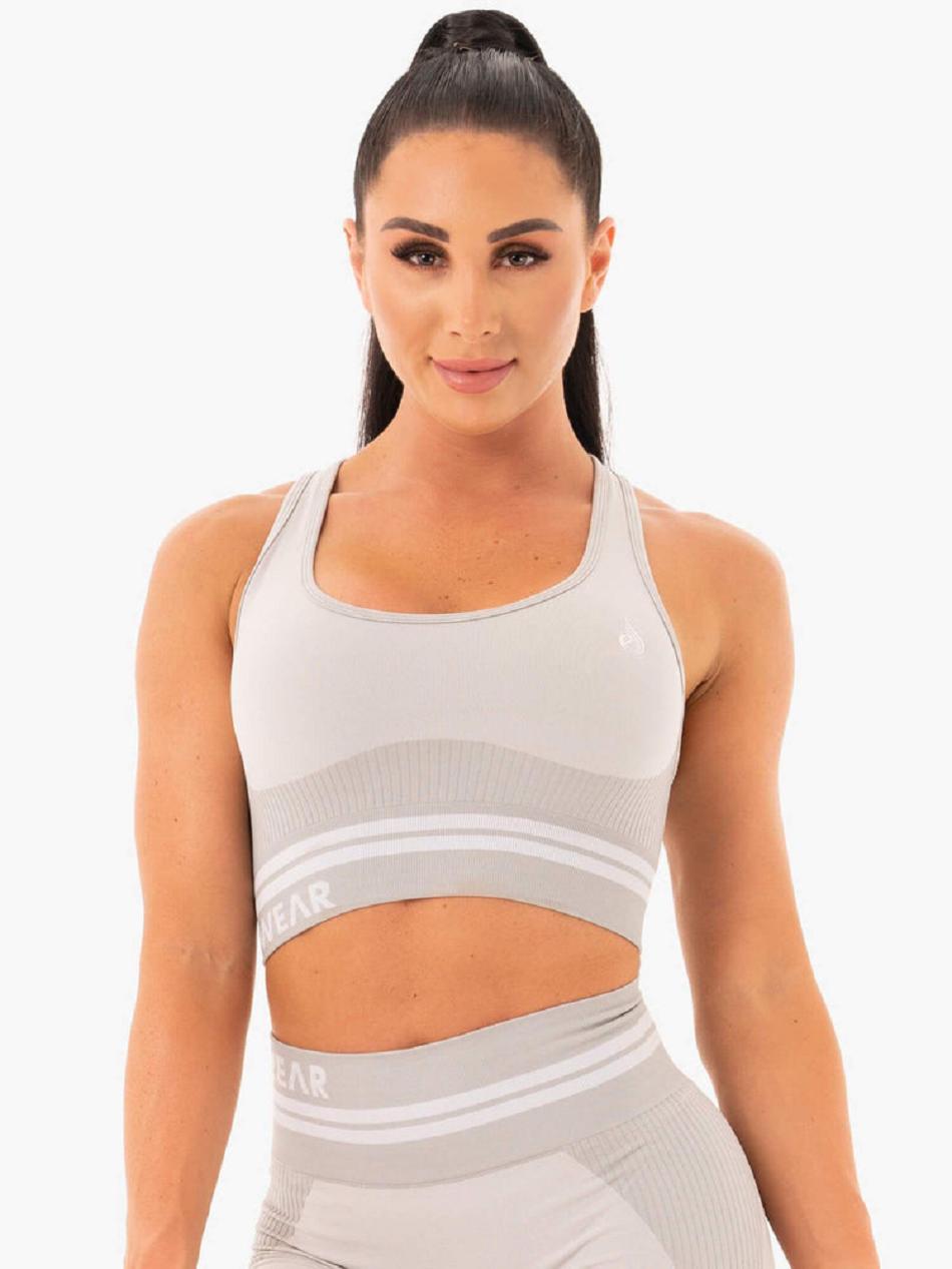 Grey Women\'s Ryderwear Freestyle Longline Sports Bra Seamless | 109IV48379