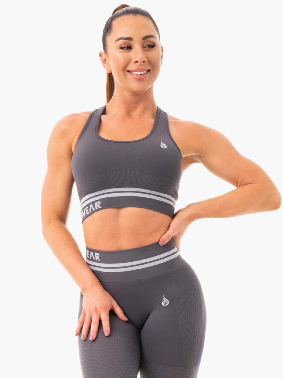 Grey Women\'s Ryderwear Freestyle Longline Sports Bra Seamless | NF4619093