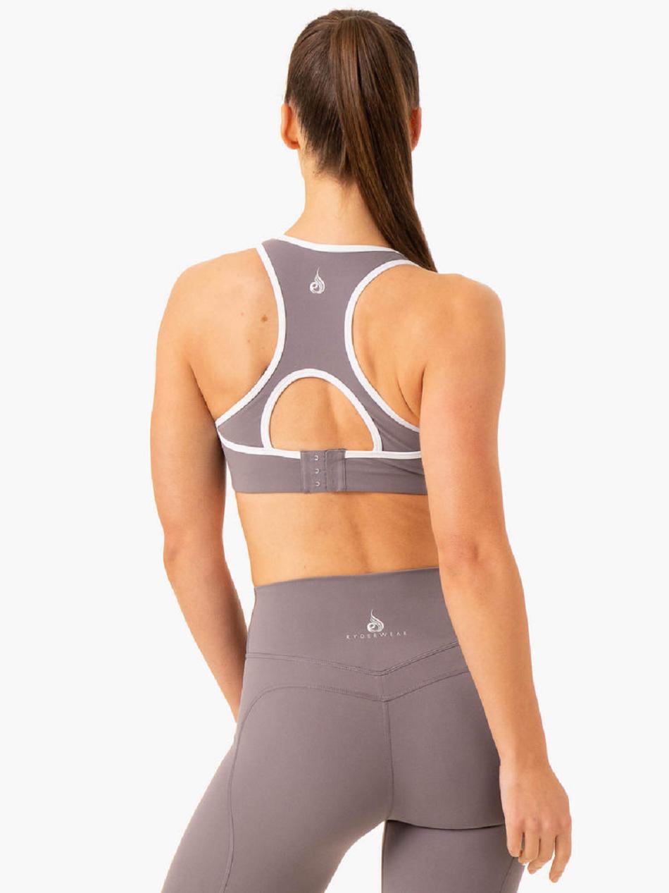 Grey Women's Ryderwear Frequency High Impact Sports Bras | TNTY88466