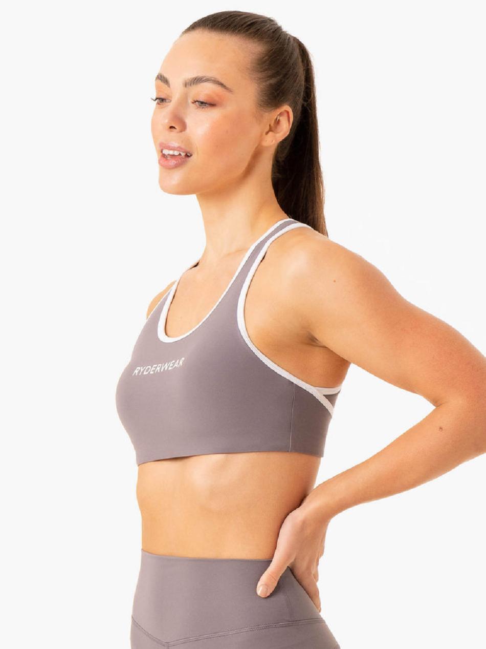 Grey Women's Ryderwear Frequency High Impact Sports Bras | TNTY88466