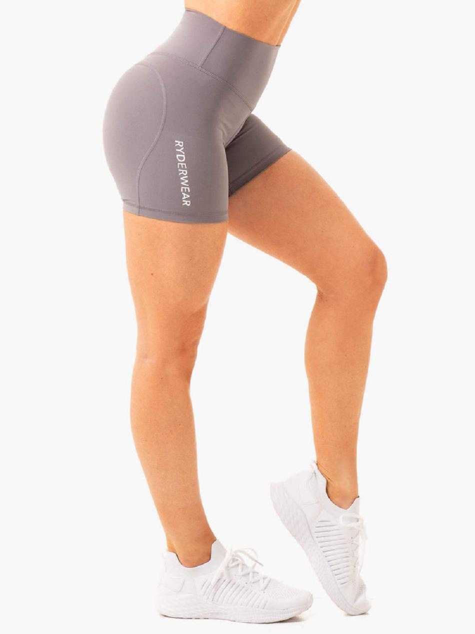 Grey Women's Ryderwear Frequency High Waisted Shorts | MT4998918