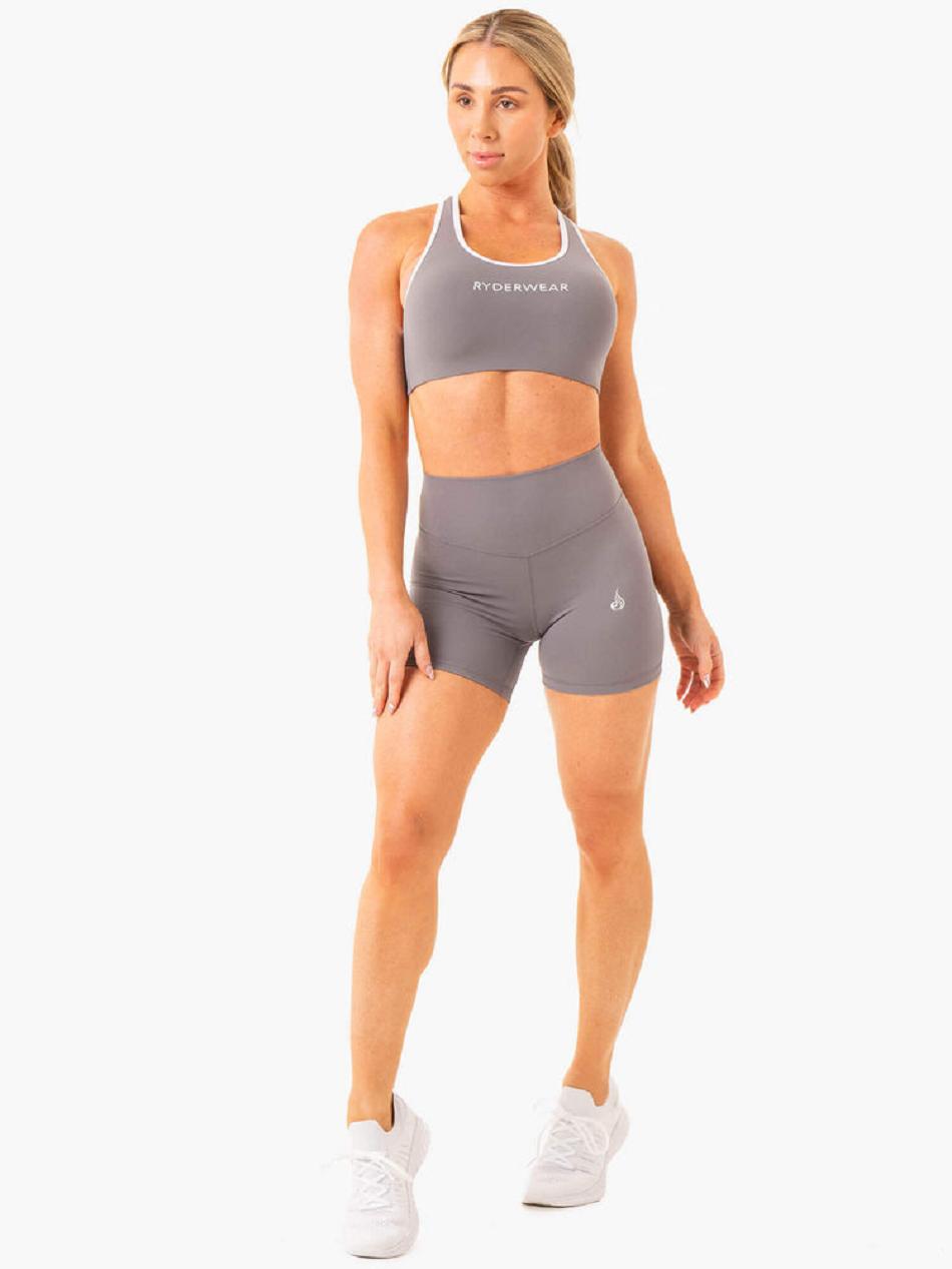 Grey Women's Ryderwear Frequency High Waisted Shorts | MT4998918