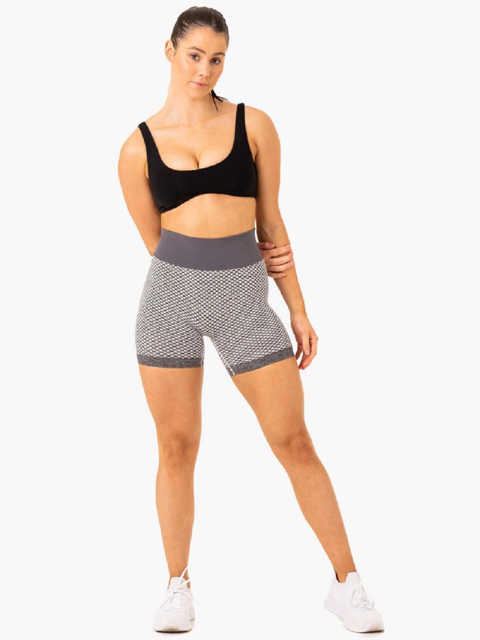 Grey Women's Ryderwear Honeycomb Scrunch Shorts Seamless | G5B27006