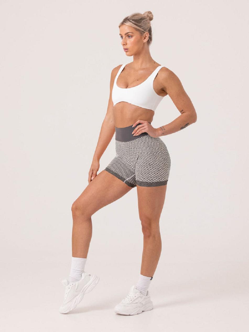 Grey Women\'s Ryderwear Honeycomb Scrunch Seamless Shorts | REH57512