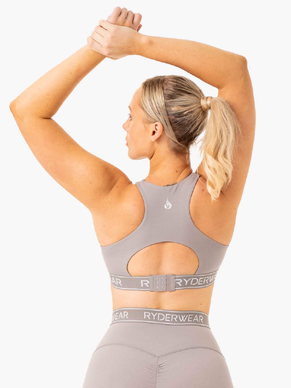 Grey Women's Ryderwear Level Up High Impact Sports Bras | GB5153661