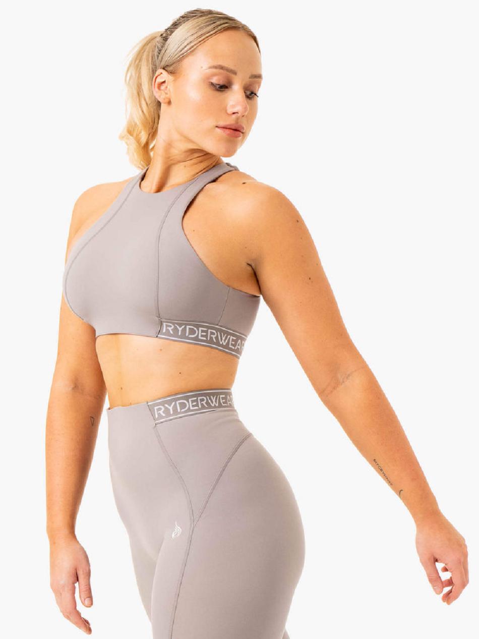 Grey Women's Ryderwear Level Up High Impact Sports Bras | GB5153661