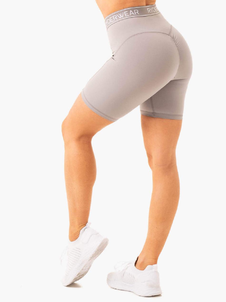 Grey Women's Ryderwear Level Up High Waisted Scrunch Shorts | 49FE96501