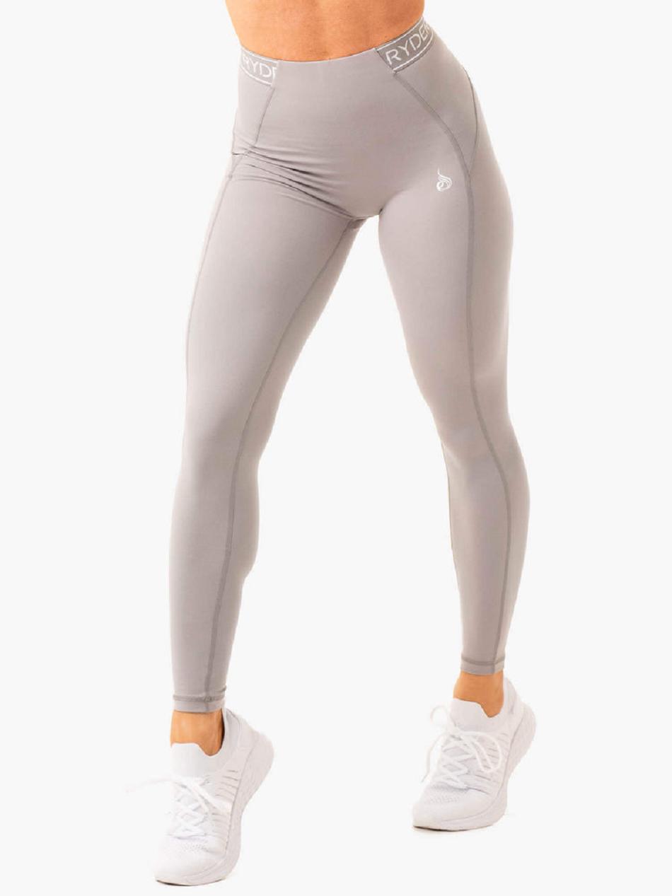 Grey Women's Ryderwear Level Up High Waisted Scrunch Leggings | HR3932270