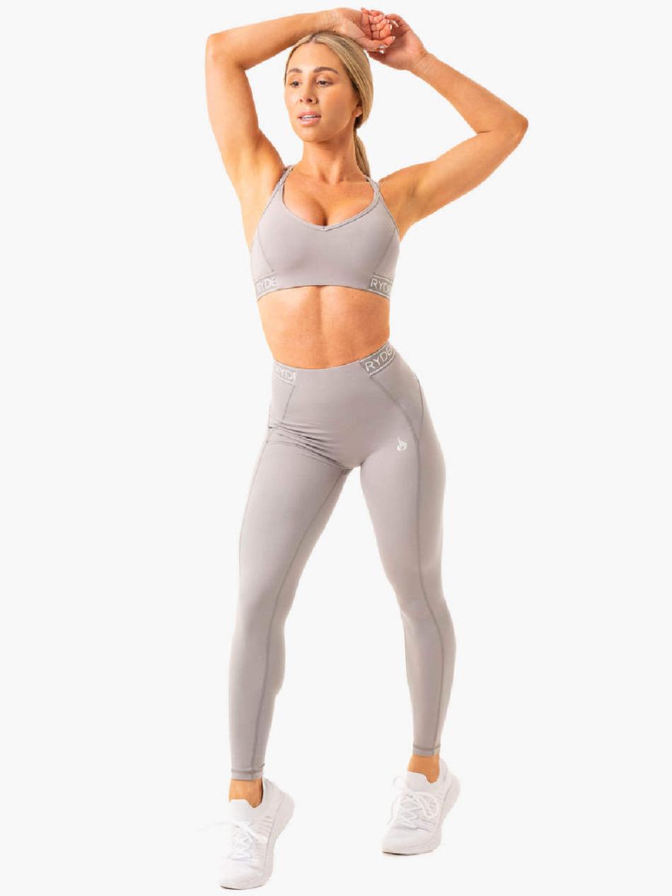 Grey Women's Ryderwear Level Up High Waisted Scrunch Leggings | HR3932270