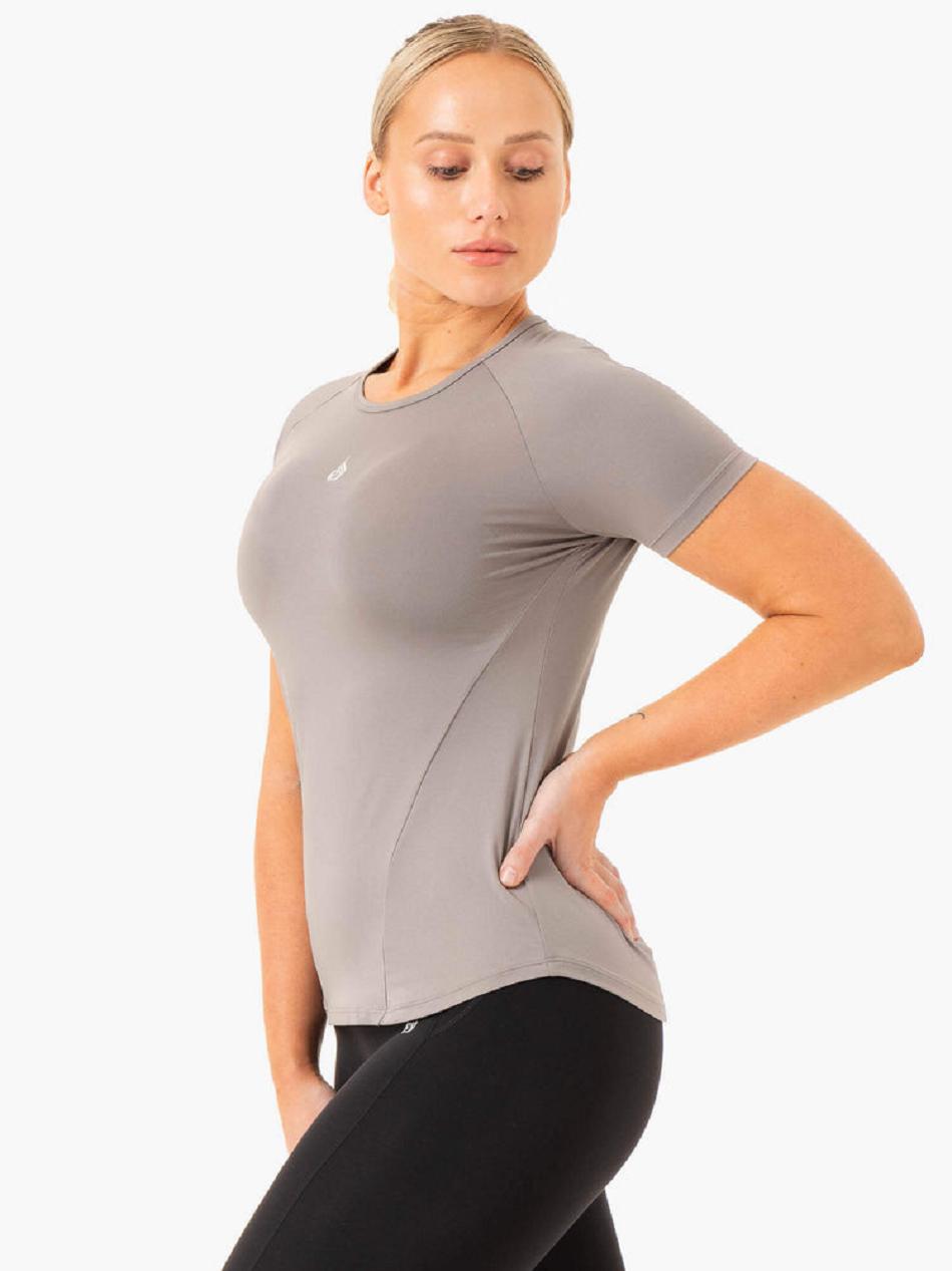 Grey Women's Ryderwear Level Up Training T-Shirt Top | RFD87880