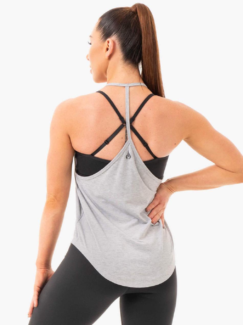 Grey Women's Ryderwear Luxe T-Back Top | A2X89184