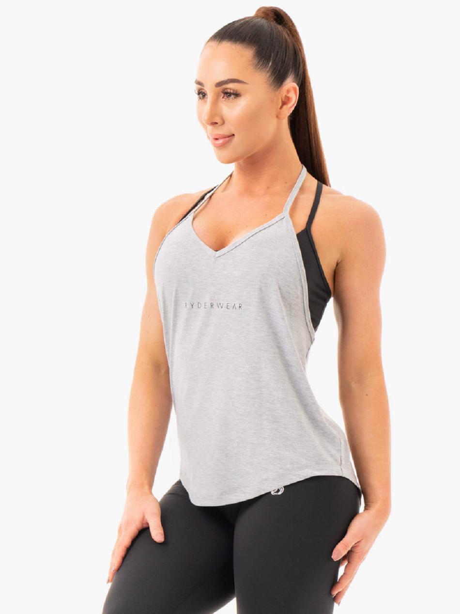 Grey Women's Ryderwear Luxe T-Back Top | A2X89184