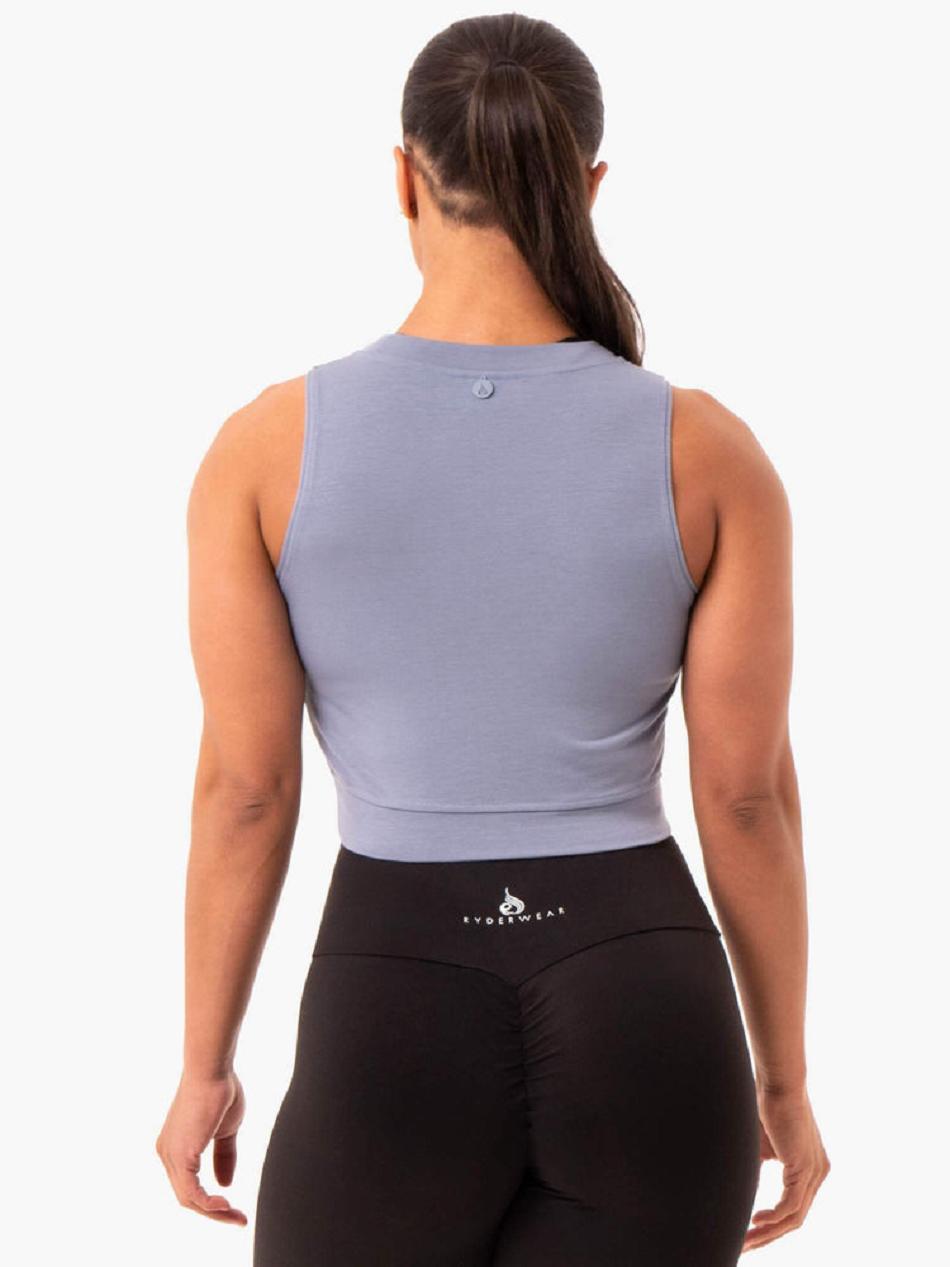 Grey Women's Ryderwear Motion Crop Tanks | A2X59690