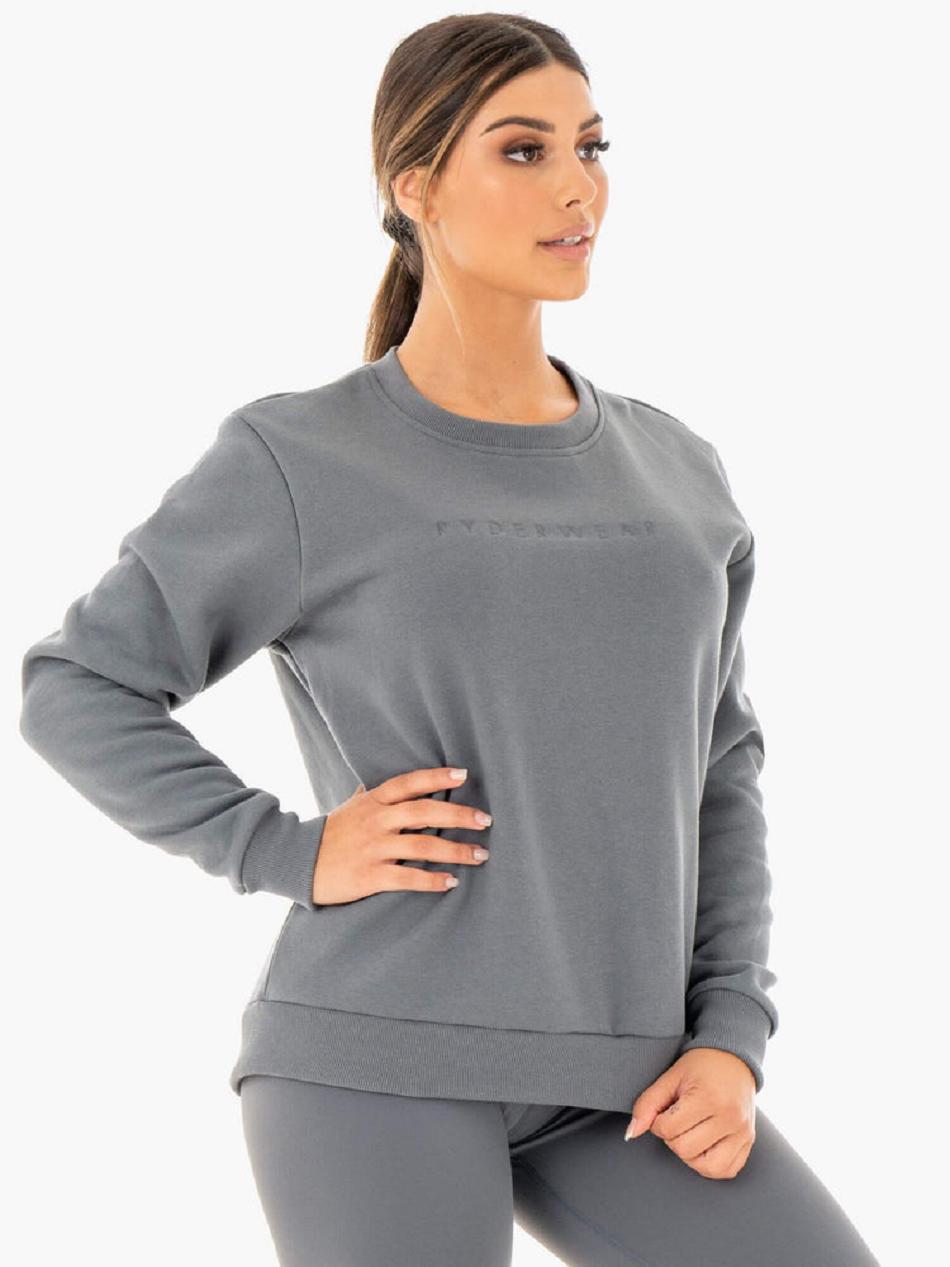 Grey Women's Ryderwear Motion Oversized Sweater Active Lounge | 115S75846