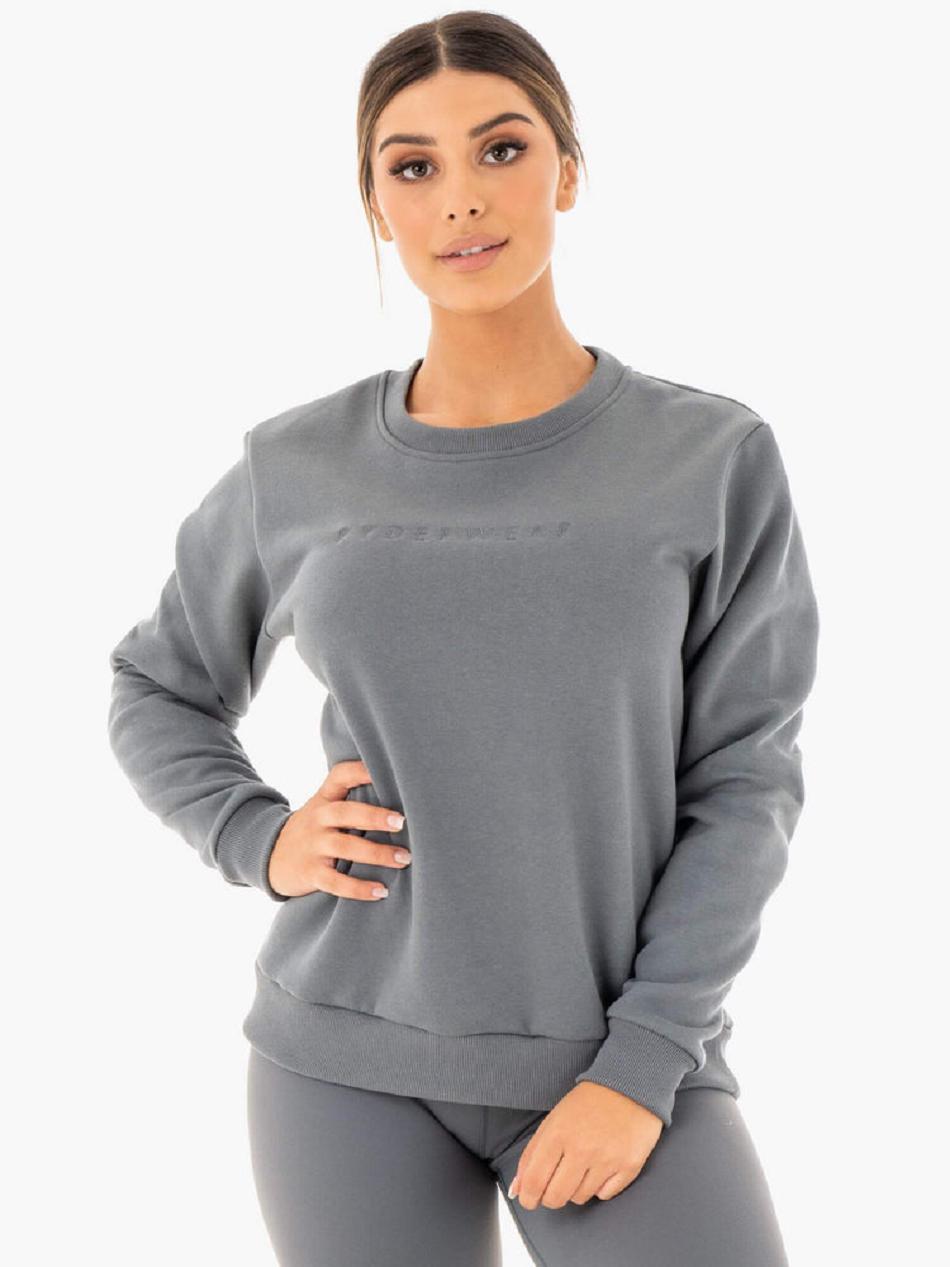 Grey Women\'s Ryderwear Motion Oversized Sweater Active Lounge | 115S75846