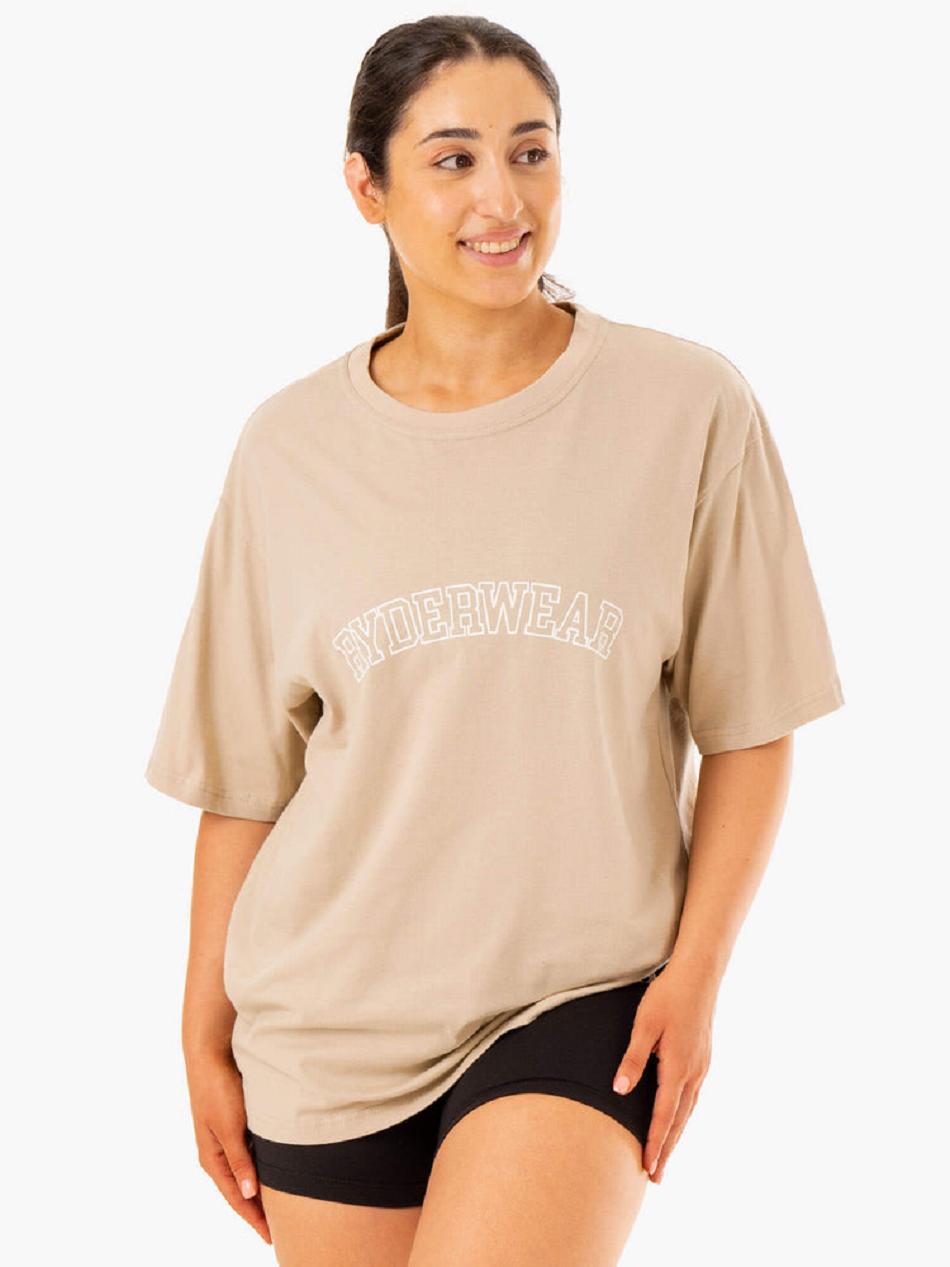 Grey Women's Ryderwear Oversized T-shirt | DS6873440