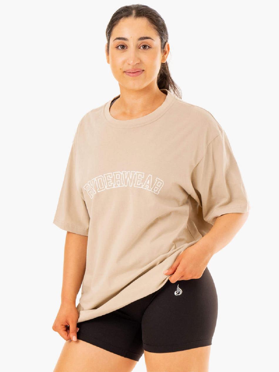 Grey Women's Ryderwear Oversized T-shirt | DS6873440