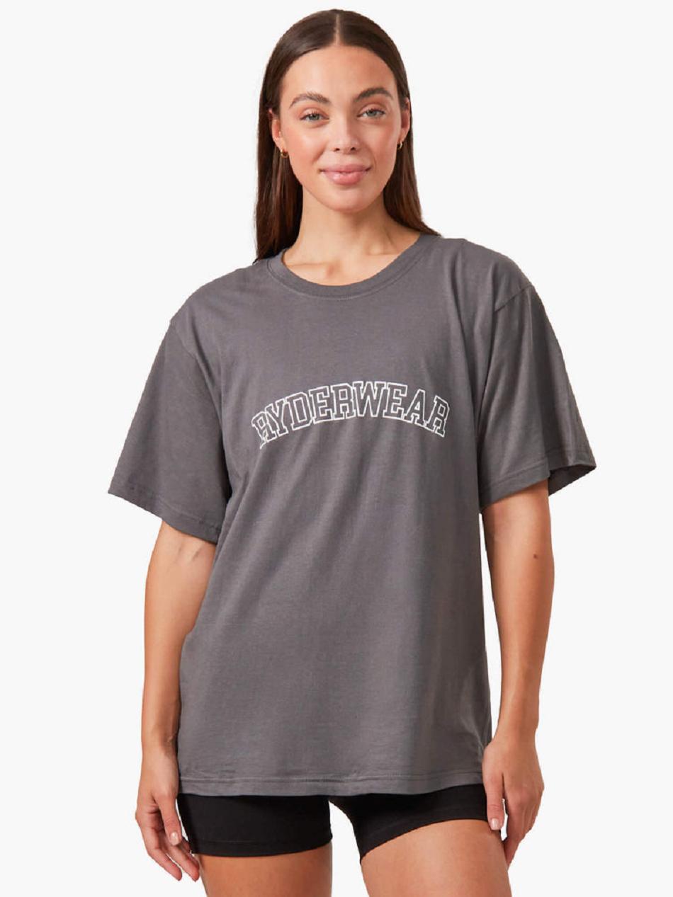 Grey Women's Ryderwear Oversized T-shirt | NG6894663