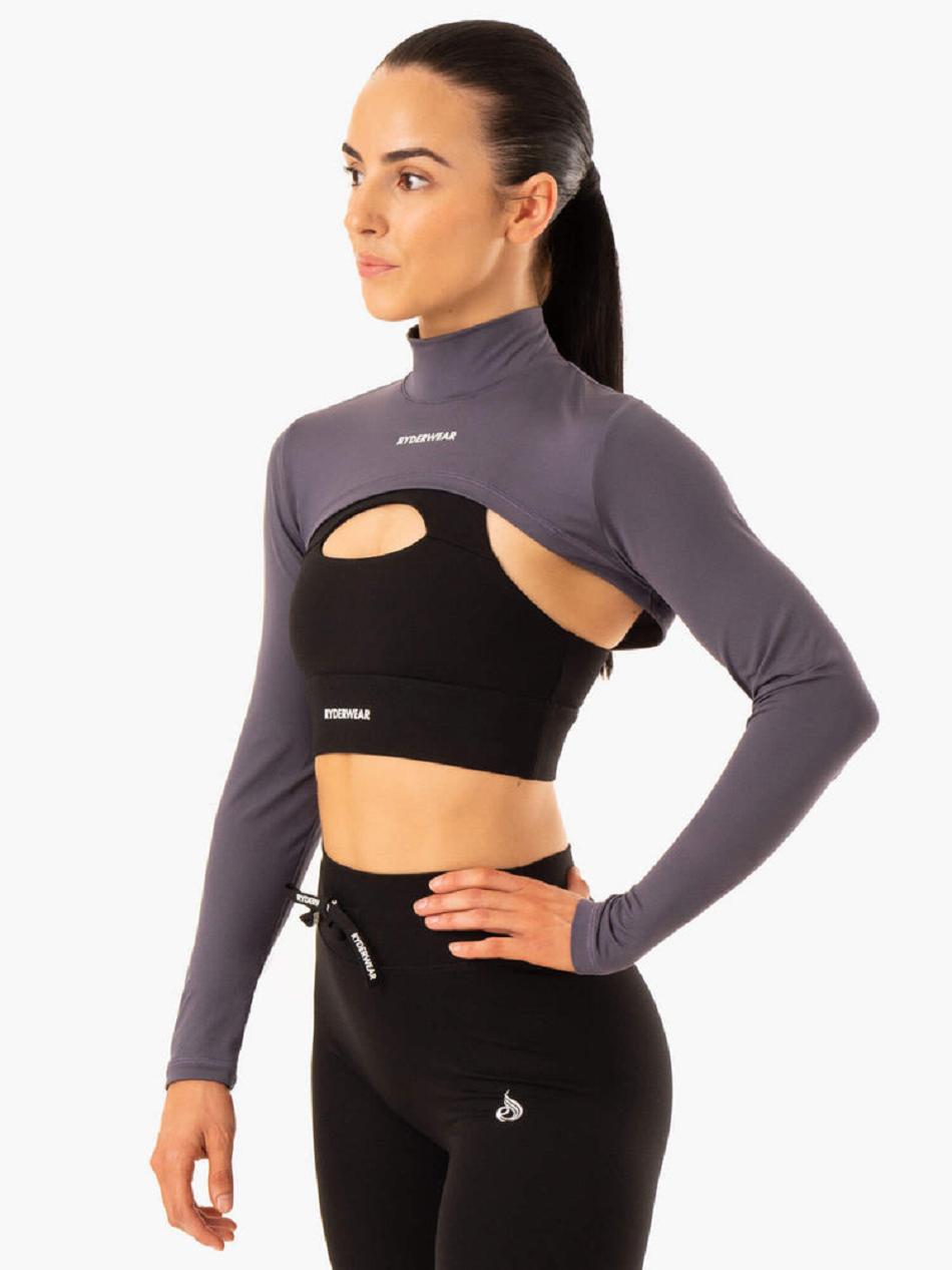 Grey Women's Ryderwear Replay Super Crop Jackets | 75KR44544