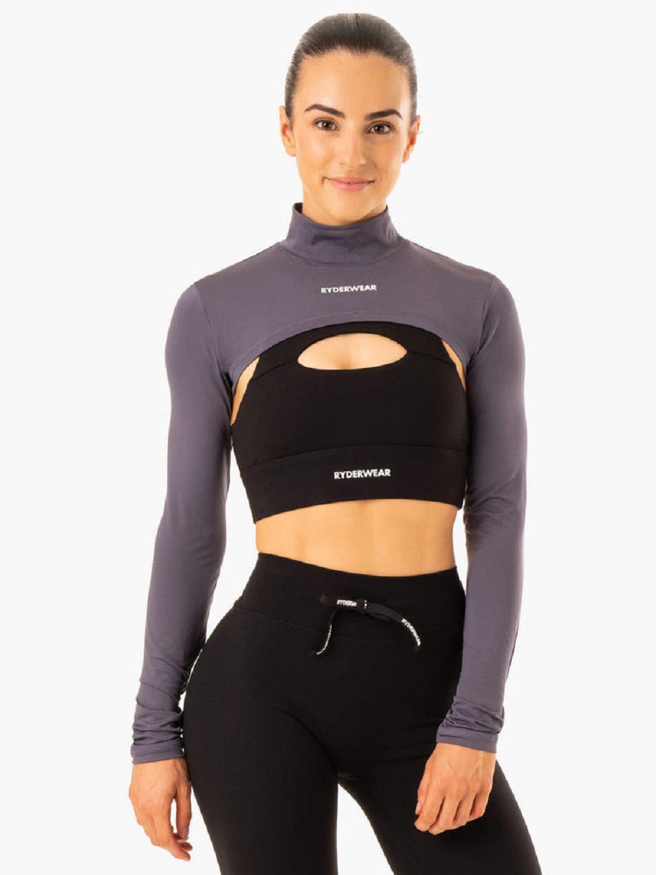 Grey Women\'s Ryderwear Replay Super Crop Jackets | 75KR44544