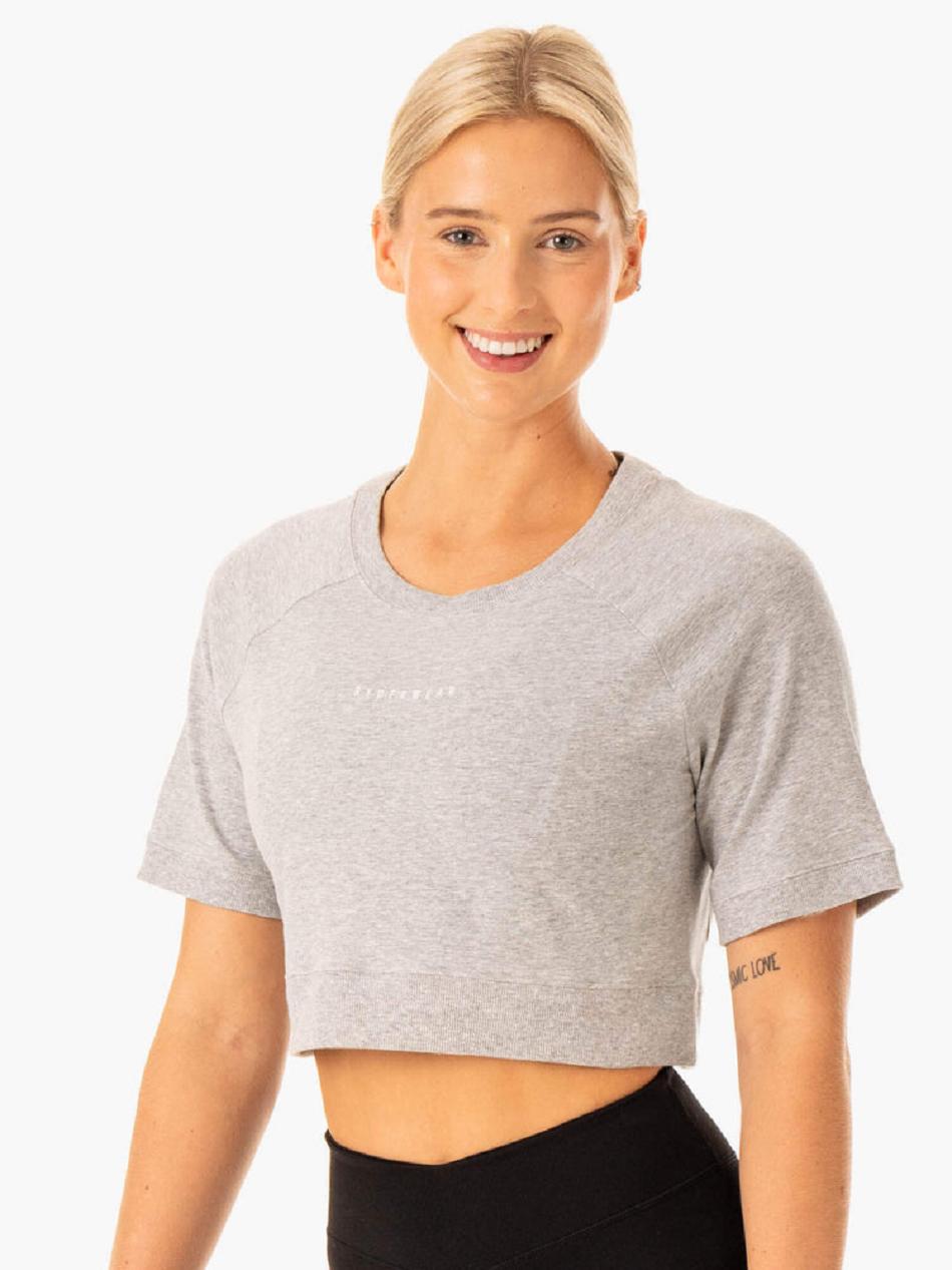 Grey Women's Ryderwear Revival Cotton T-Shirt Top | YGJ40735