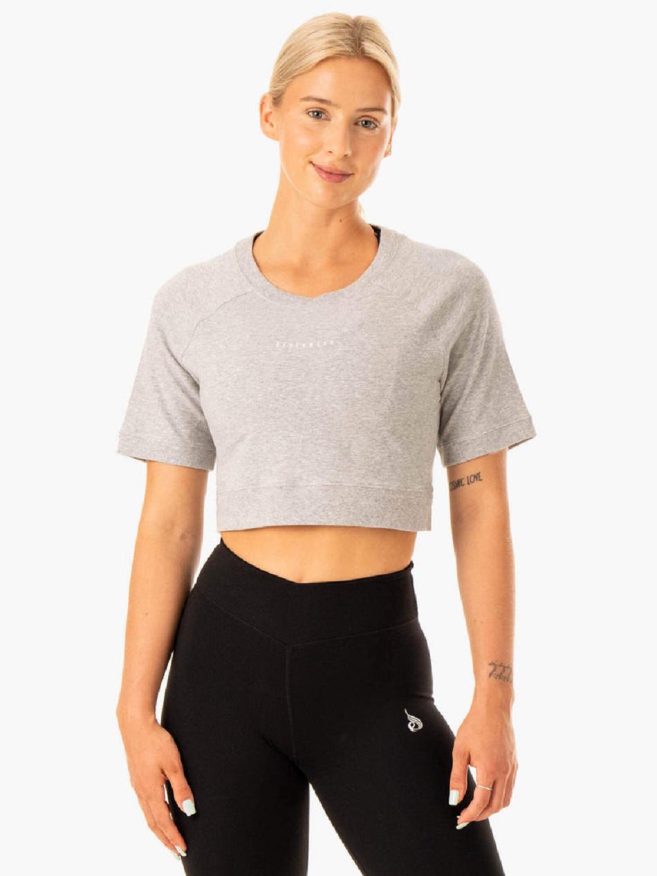 Grey Women's Ryderwear Revival Cotton T-Shirt Top | YGJ40735