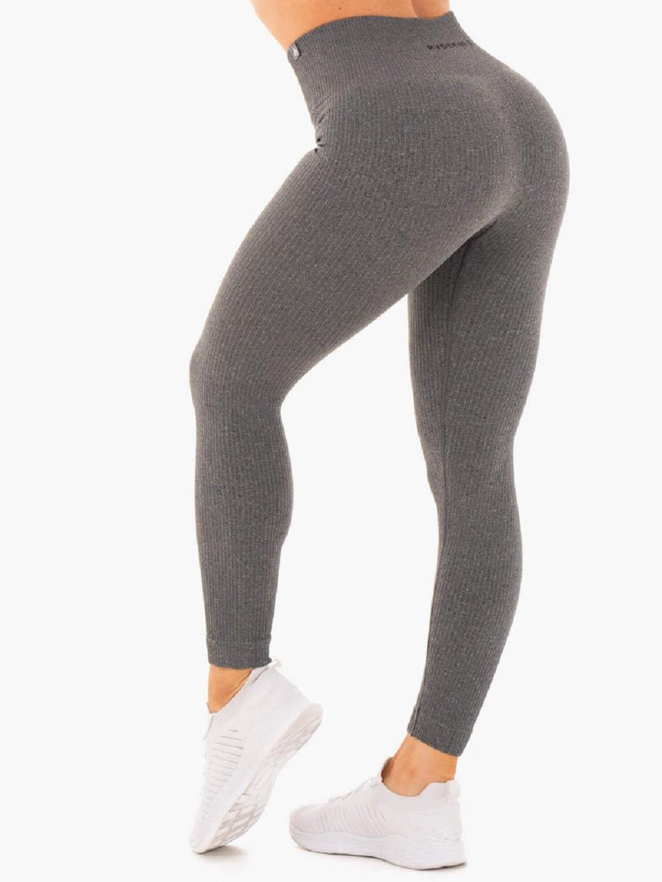 Grey Women's Ryderwear Rib Leggings Seamless | 46SB44394