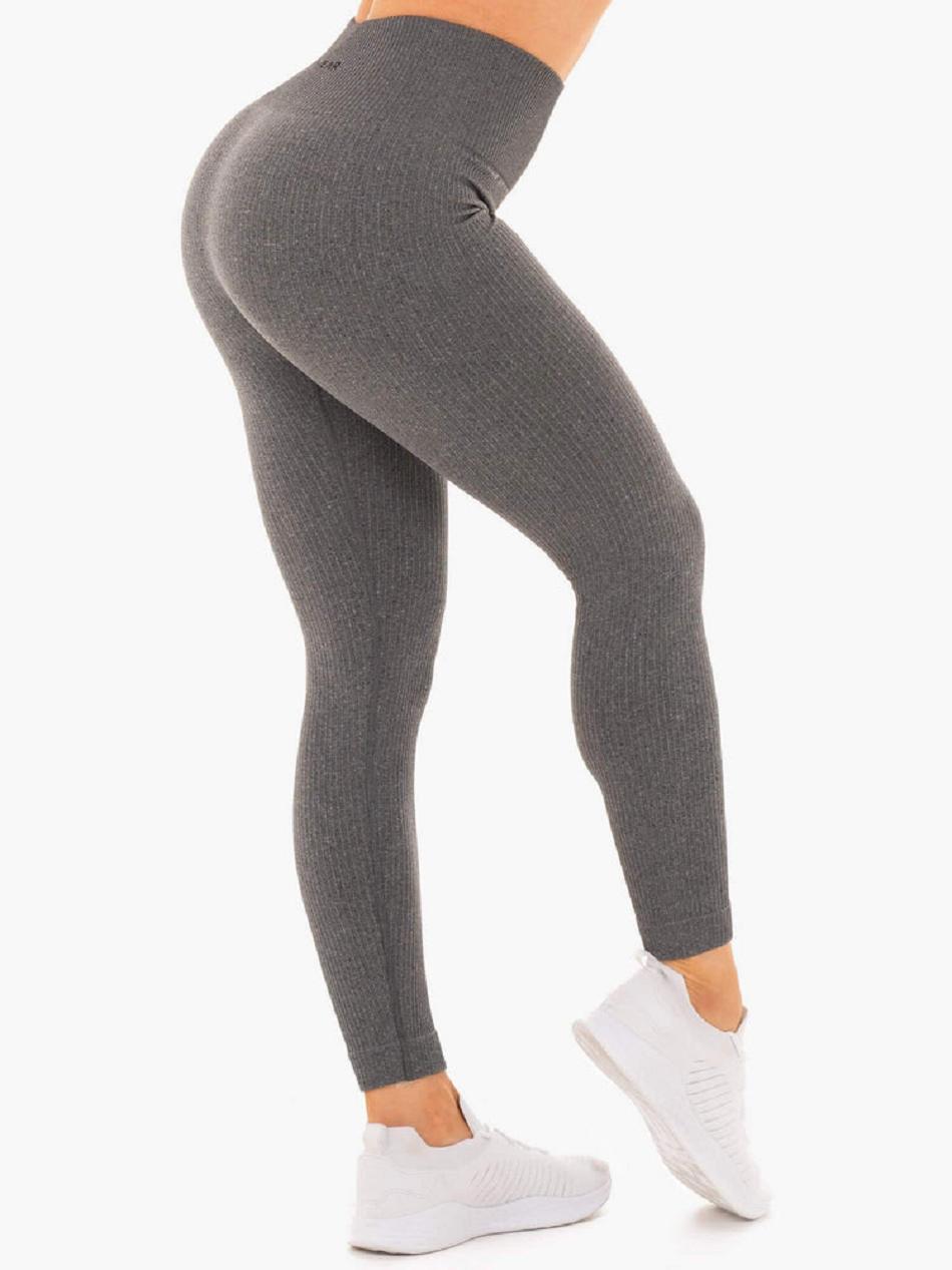 Grey Women's Ryderwear Rib Leggings Seamless | 46SB44394