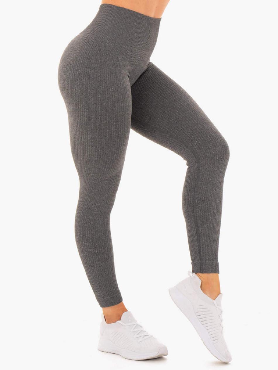 Grey Women's Ryderwear Rib Leggings Seamless | 46SB44394