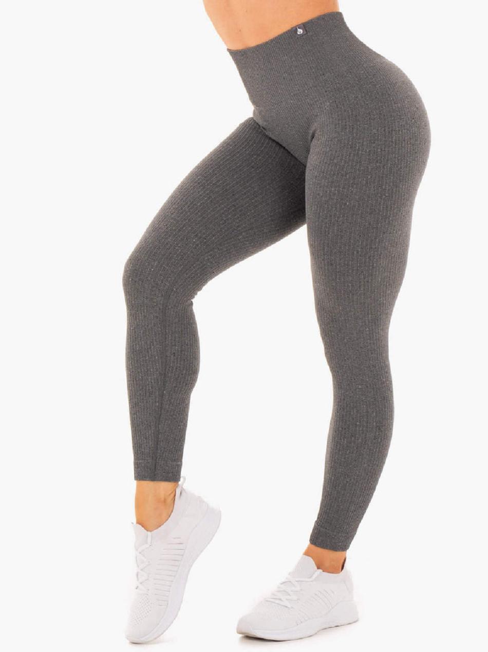 Grey Women\'s Ryderwear Rib Leggings Seamless | 46SB44394