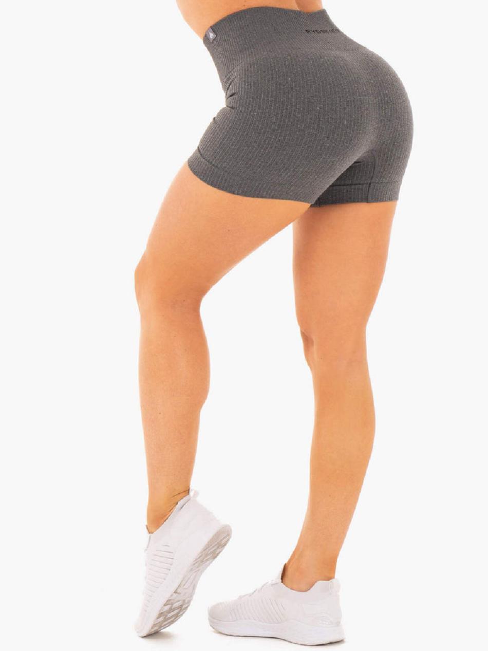 Grey Women's Ryderwear Rib Seamless Shorts | 48FE70928