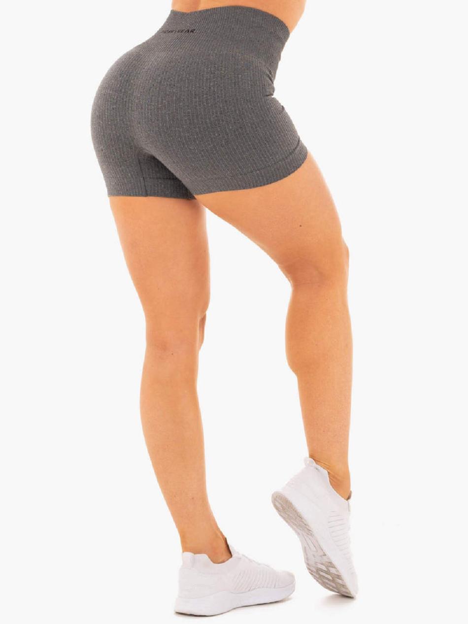 Grey Women's Ryderwear Rib Seamless Shorts | 48FE70928