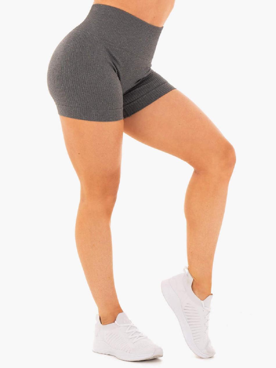 Grey Women's Ryderwear Rib Seamless Shorts | 48FE70928