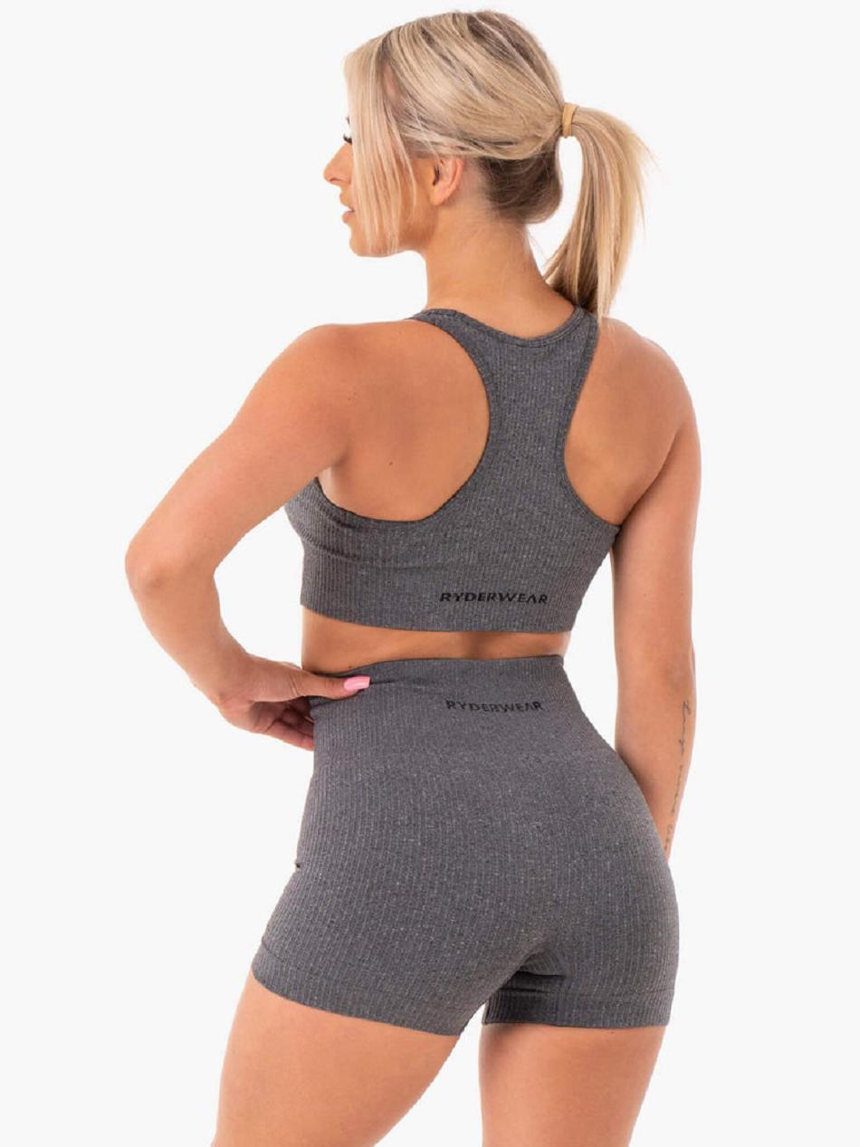 Grey Women's Ryderwear Rib Seamless Sports Bras | 58SB97538