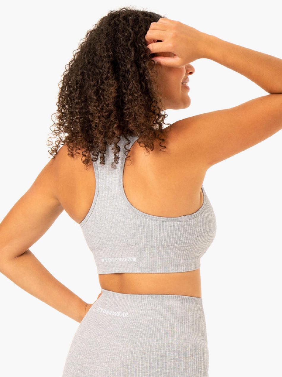 Grey Women's Ryderwear Rib Seamless Sports Bras | HY5657486