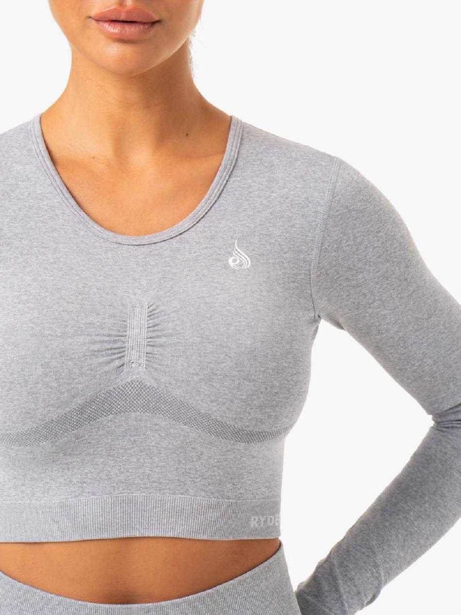 Grey Women's Ryderwear Sculpt Long Sleeve Top Seamless | 65Y5050412